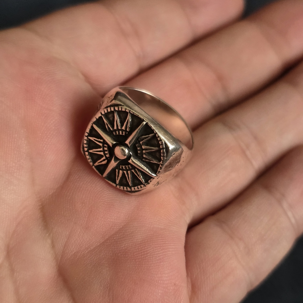 Sterling silver compass ring